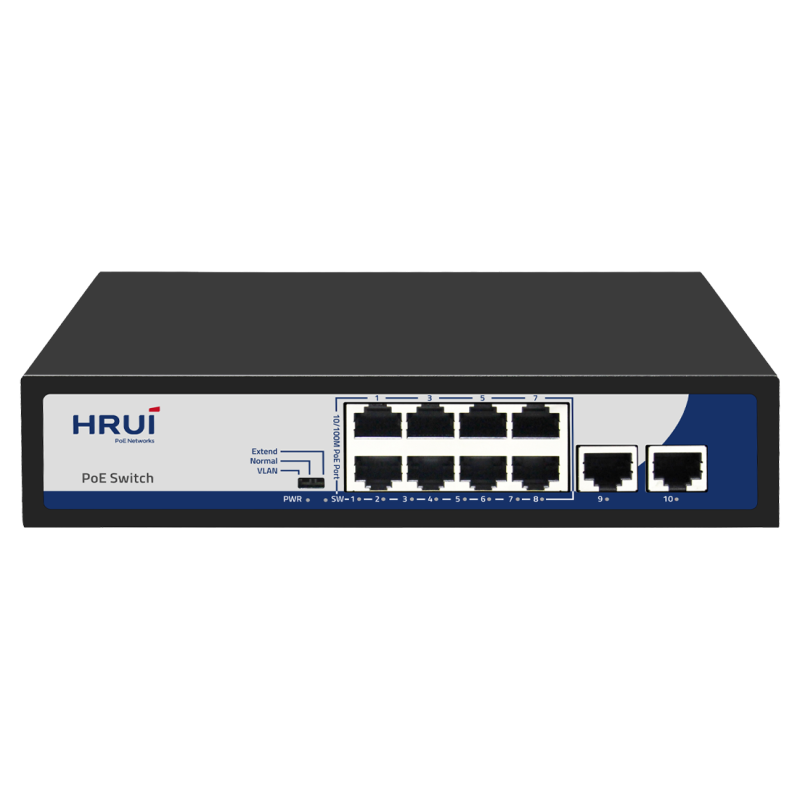 Switch PoE HRUI HR900-AF-82N (8 PoE + 2 uplink)