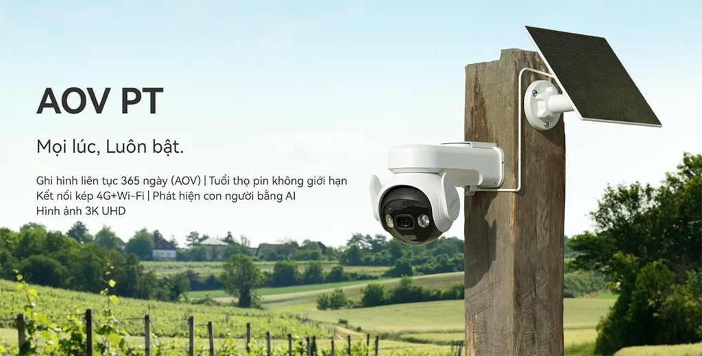 Camera IMOU IPC-B7ED-5M0TEA-EU/FSP14 (Quay quét 5MP, Wifi, 4G, Pin 10.000mAh, tấm Solar 5W)