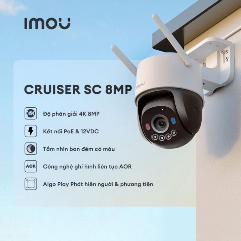 Camera IMOU IPC-K7FP-8V0N (Wifi, PoE quay quét 8MP, báo động)