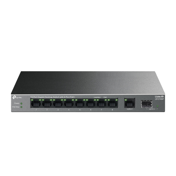 Switch PoE TP-Link LS1210GP (8 PoE Gigabit, 1 uplink Gigabit, 1 SFP, 61W)