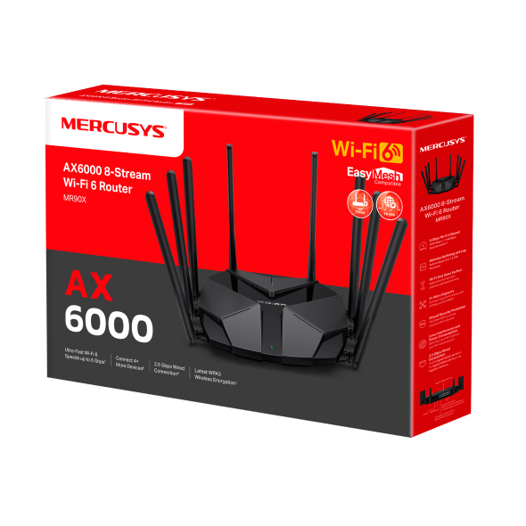 Bộ phát Wifi Mercusys MR90X (Wifi 6 AX6000 8-Stream 8 ăng ten)