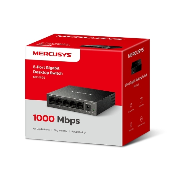 Switch chia mạng Mercusys MS105GS (5 cổng Gigabit, vỏ sắt)