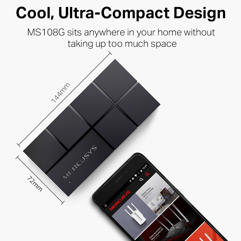 Switch chia mạng Mercusys MS108G (8 cổng Gigabit)