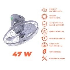 Quạt trần đảo Nanoco NOF1603G-RC (màu xám, 47W, có remote)