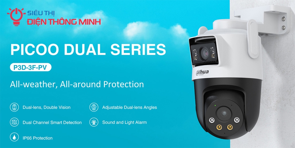 Camera DAHUA DH-P3D-3F-PV (Wifi quay quét 2 mắt x 3MP, báo động)