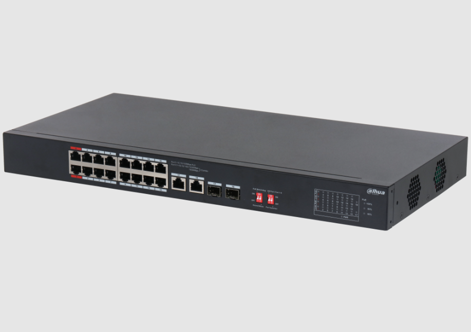 Switch PoE DAHUA DH-S3218-16ET-190 (16 PoE, 2 uplink Gigabit hoặc 2 SFP, 190W)