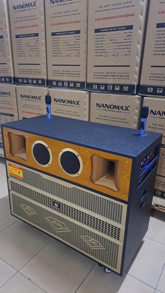 Loa Kéo Nanomax Sài Bình Và Điện Pro-18G9 Bass Đôi 50cm 3000Watt | Công Suất Lớn Tặng Kèm 2 Mic Hát Karaoke