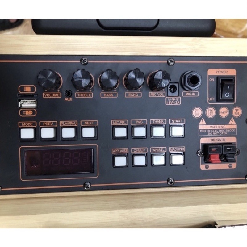 Loa kéo Bluetooth Smart V-08, tặng 2 Mic không dây, bass 20 cm