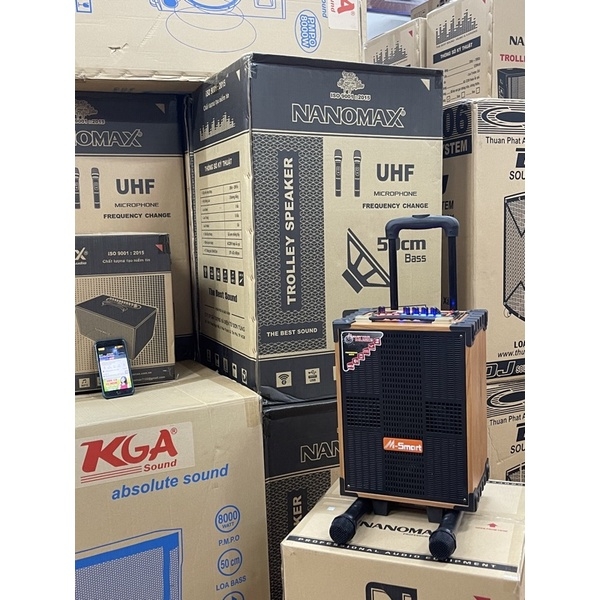 Loa kéo Bluetooth Smart V-08, tặng 2 Mic không dây, bass 20 cm