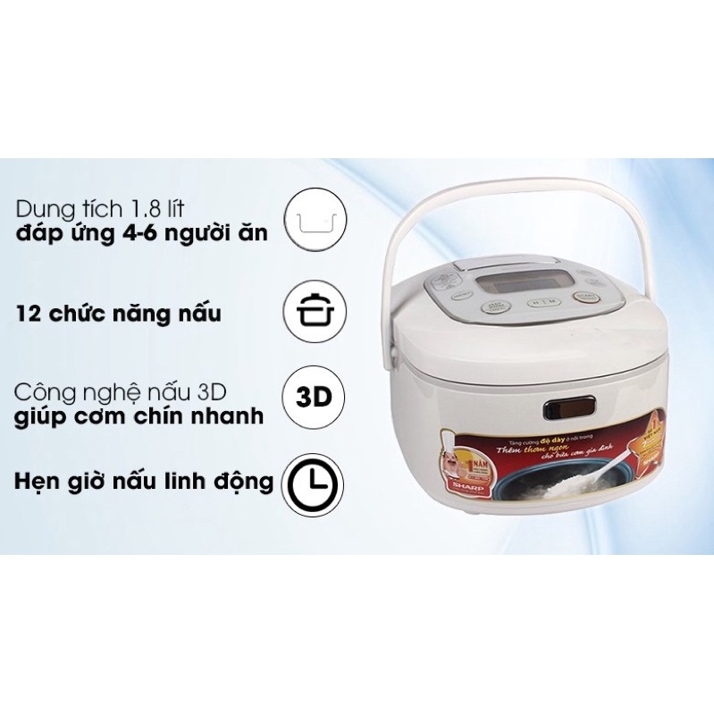 Nồi cơm điện tử Sharp 1,8 lít Ks-TH18