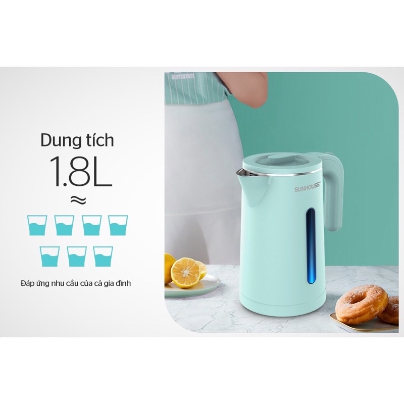ẤM SIÊU TỐC INOX 2 LỚP 1.8L SUNHOUSE SHD1351 - Bình siêu tốc Sunhouse
