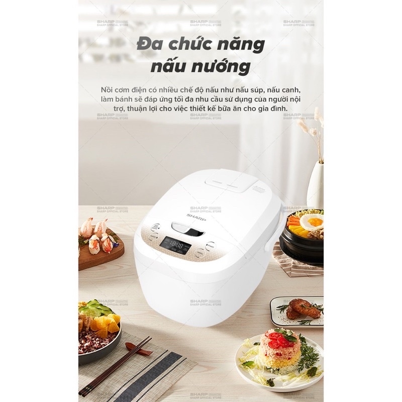 Nồi cơm điện tử Sharp 1.8L Ks-com191EV-Gl. Hàng chính hãng bảo hành 12 tháng
