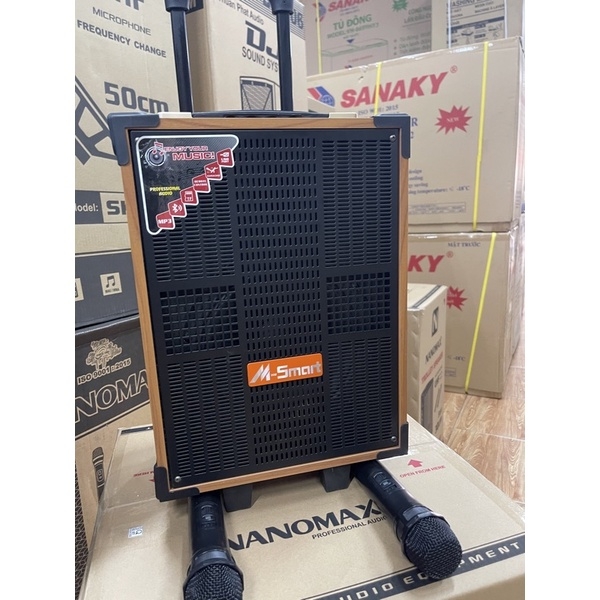 Loa kéo Bluetooth Smart V-08, tặng 2 Mic không dây, bass 20 cm