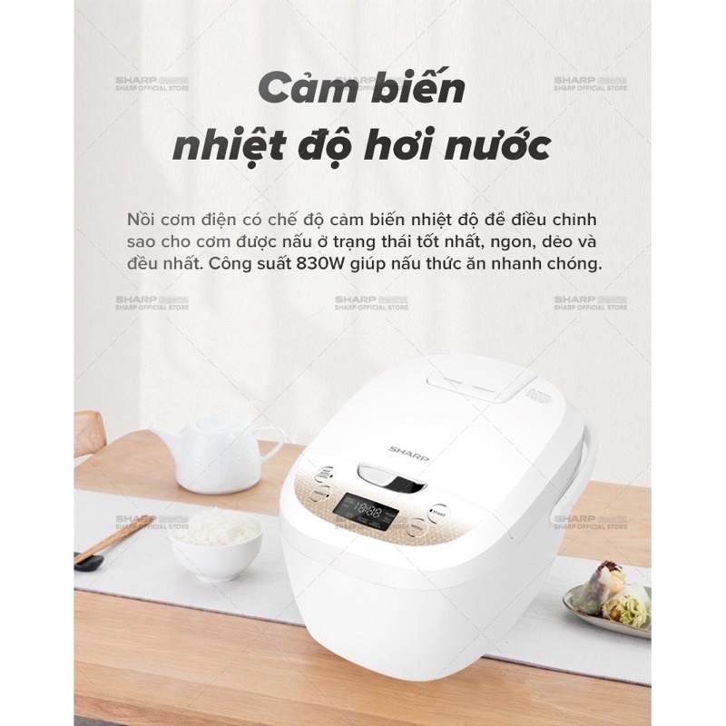Nồi cơm điện tử Sharp 1.8L Ks-com191EV-Gl. Hàng chính hãng bảo hành 12 tháng