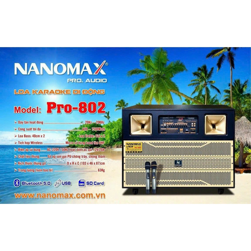 Loa Karaoke Nanomax 4 tấc đôi Pro - 802