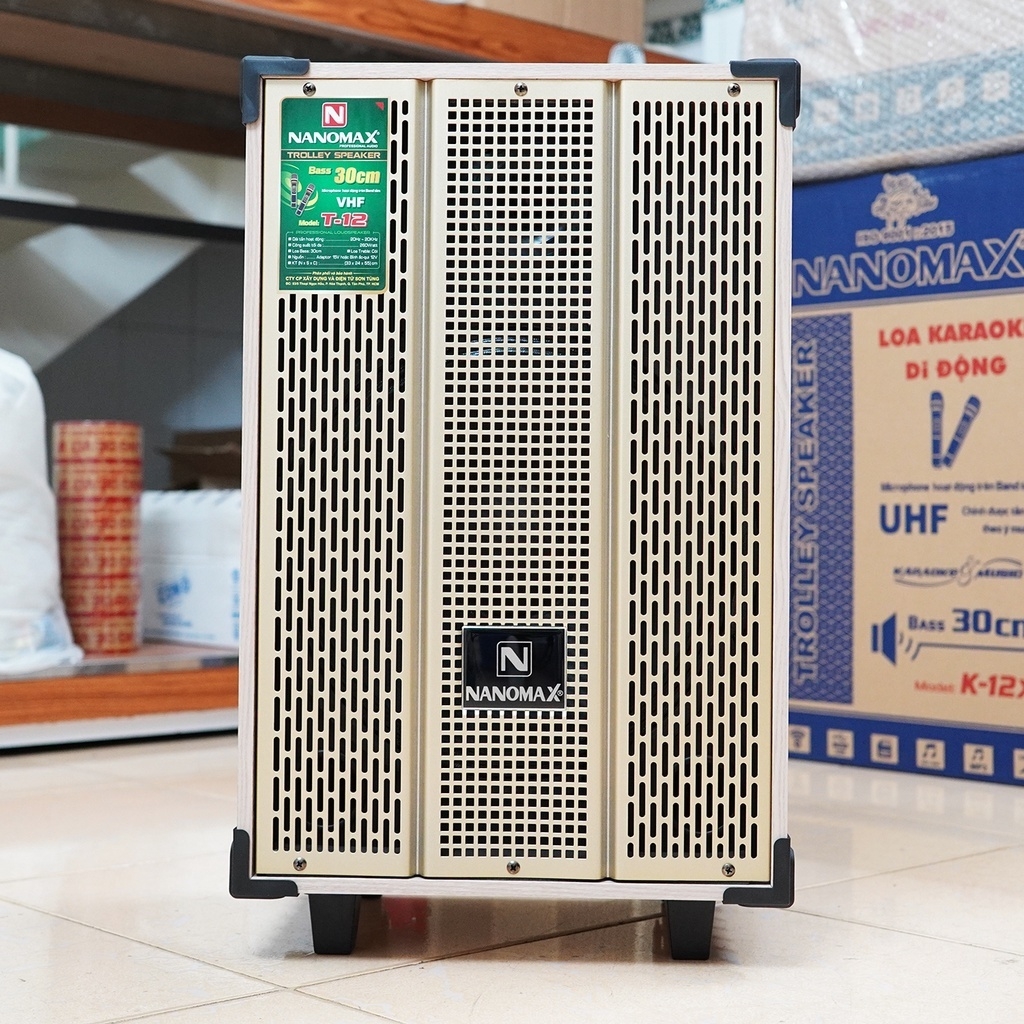 Loa Kéo Karaoke Mini Bass 3 Tấc 30cm Công Suất 260W Vàng Trắng Có Đọc USB Thẻ Nhớ