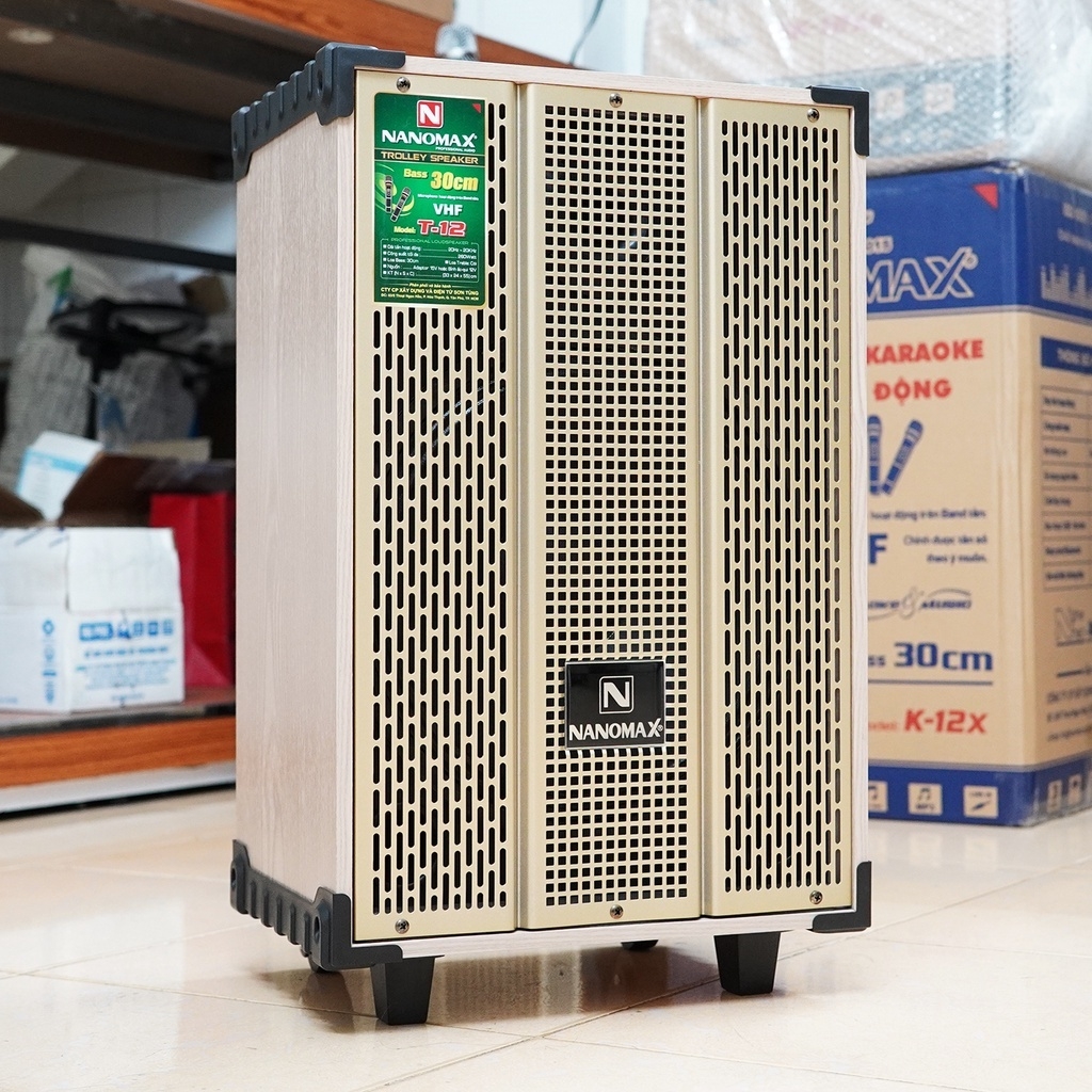 Loa Kéo Karaoke Mini Bass 3 Tấc 30cm Công Suất 260W Vàng Trắng Có Đọc USB Thẻ Nhớ