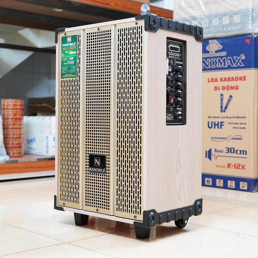 Loa Kéo Karaoke Mini Bass 3 Tấc 30cm Công Suất 260W Vàng Trắng Có Đọc USB Thẻ Nhớ