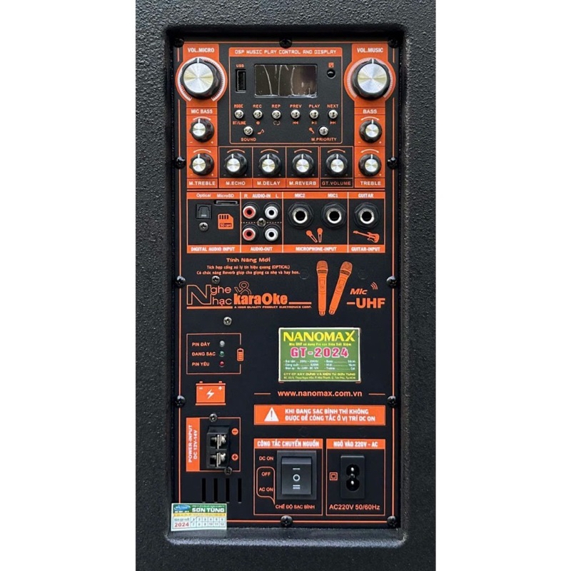 Loa Nanomax GT 2024 ( đen) bass 50 cm, 820w Karaoke Bluetooth