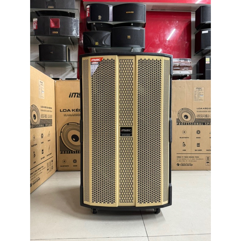 Loa kéo iMusic MK-48 Bass 50cm 1550W. Công nghệ DSP, có Reverb, Tặng kèm 2 micro UHF cao cấp