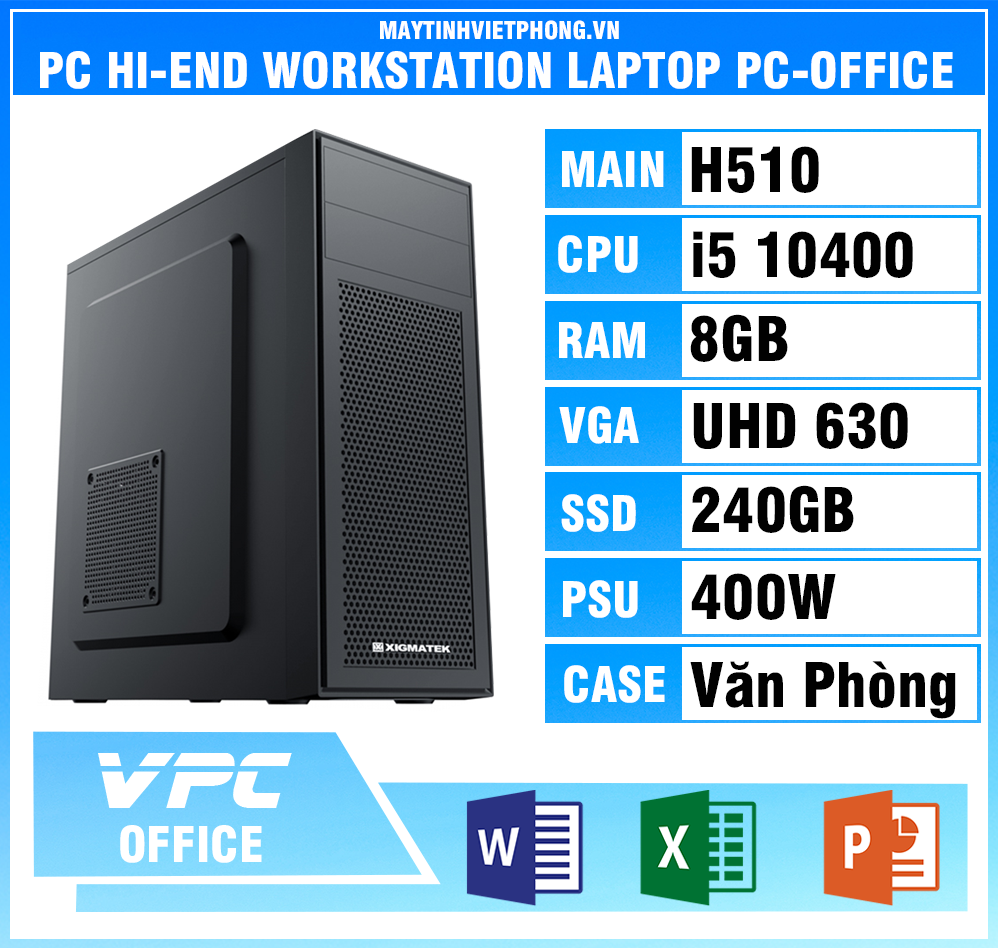 BỘ MÁY VĂN PHÒNG VPC INTEL CORE I5 10400 I 8GB I 256 SSD I UHD