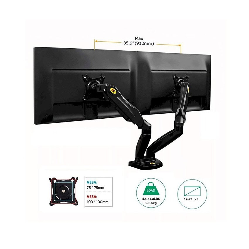 ARM GIÁ ĐỠ 2 MÀN HÌNH MÁY TÍNH NORTH BAYOU F160 (17-27 INCH)