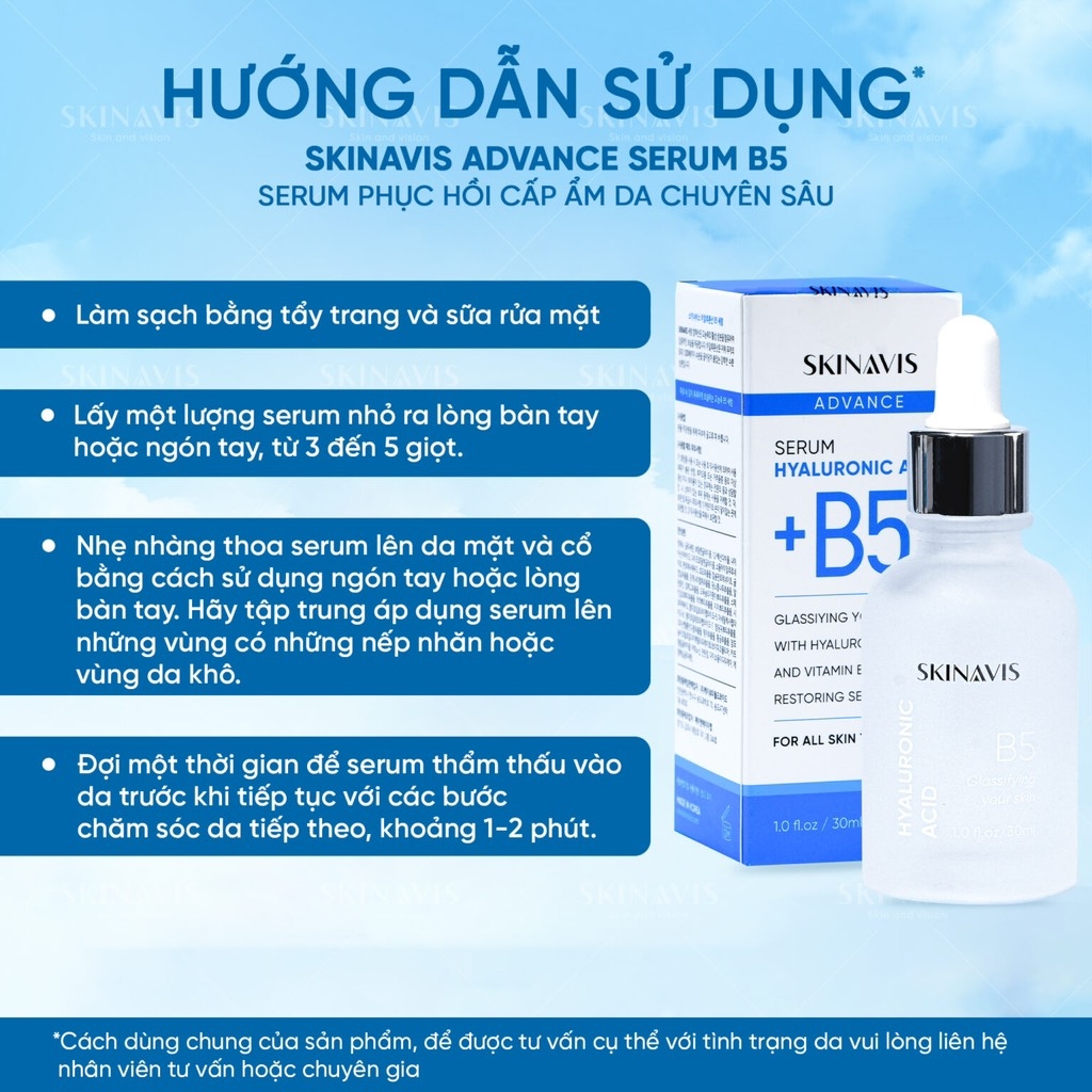 Tinh Chất Serum Cấp Ẩm Phục Hồi, Làm Sáng SKINAVIS Hyaluronic Acid & Niacinamide + B5