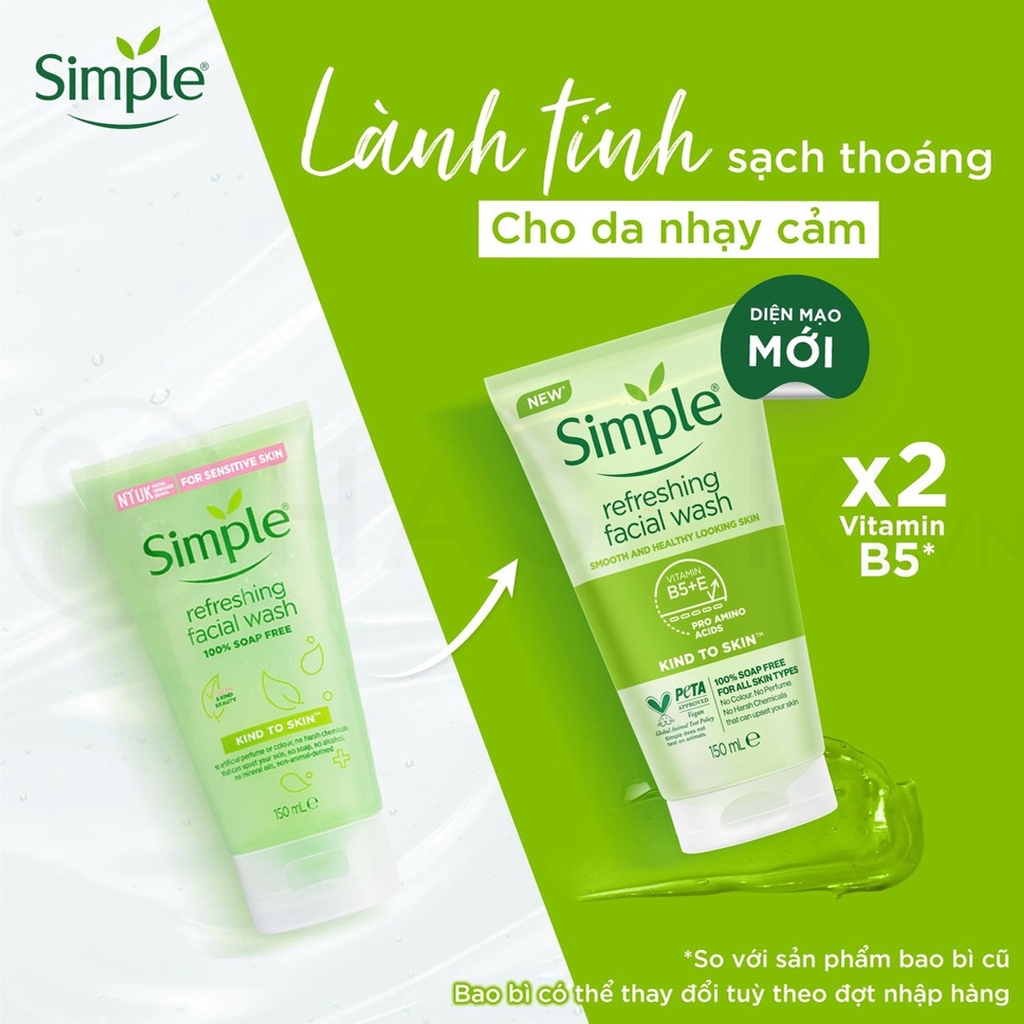 Sữa Rửa mặt Simple Moisturising Facial Wash 150ml