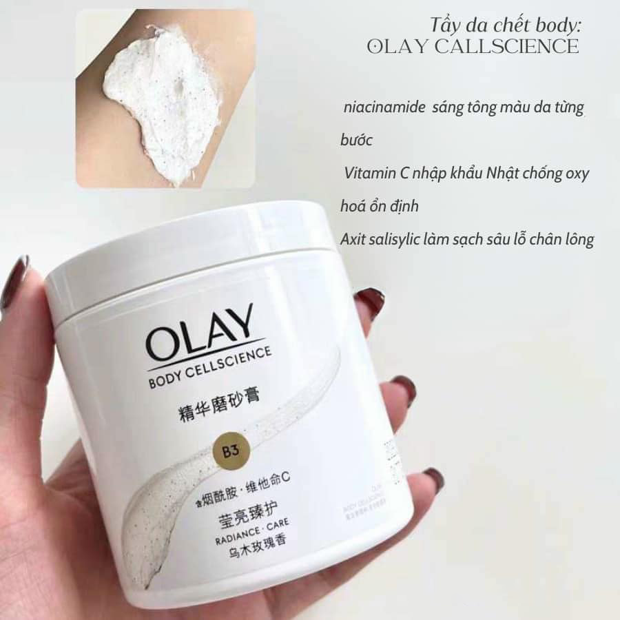 Tẩy Tế Bào Chết B3+ Vitamin C Làm Sạch Da Giúp Da Trắng Sáng Olay Body Cellscience