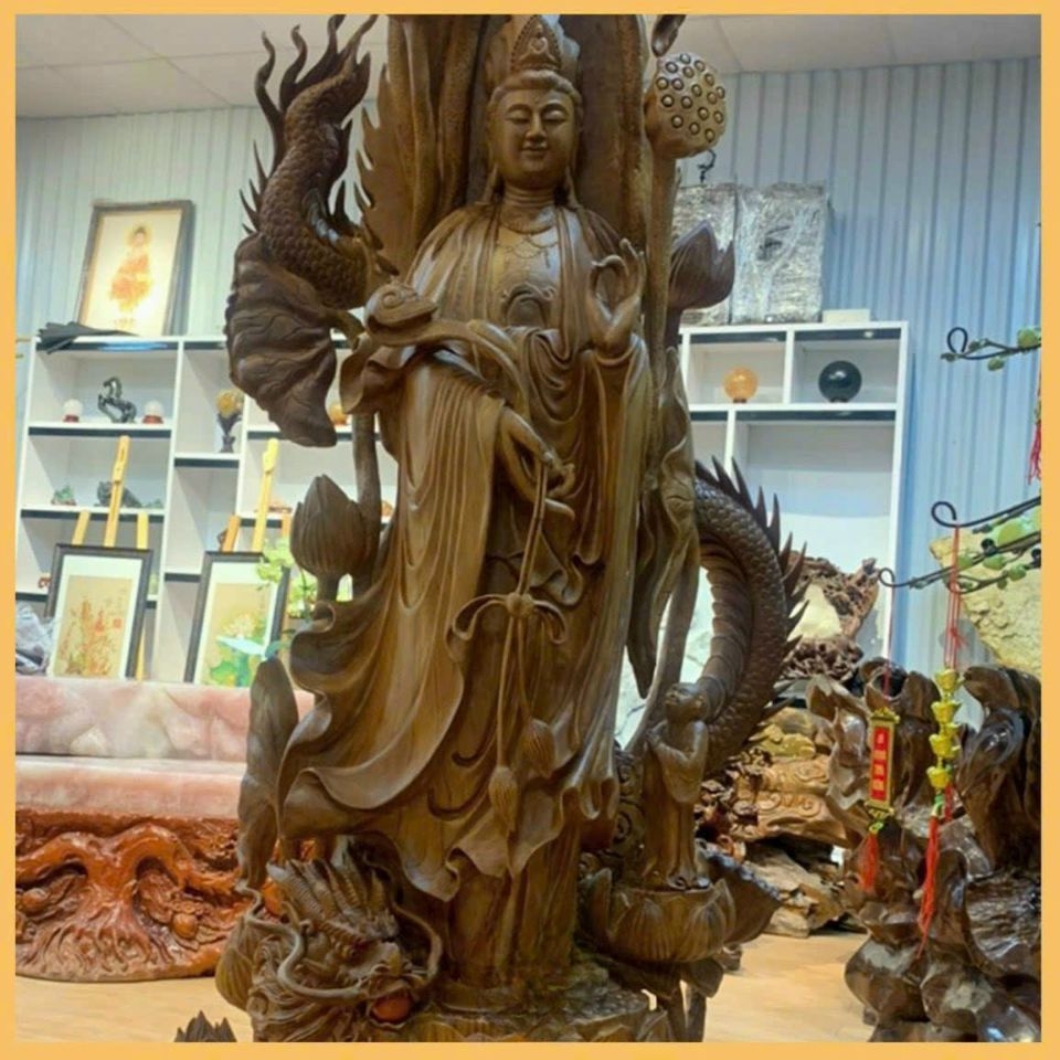 Tượng Quan Âm Nam Hải Gỗ Ngọc Am Nguyên Khối