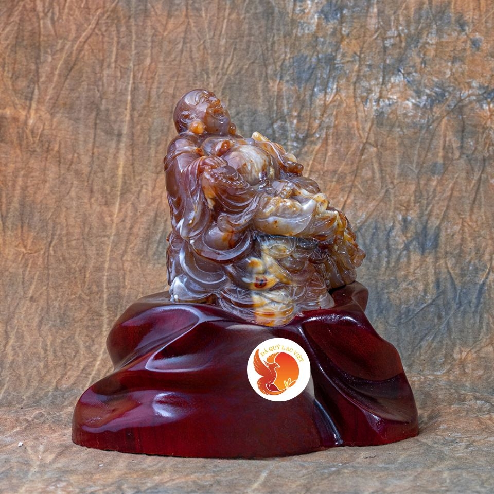 Tượng Phật Di Lặc Hoan Hỉ Đá Mã Não Vàng