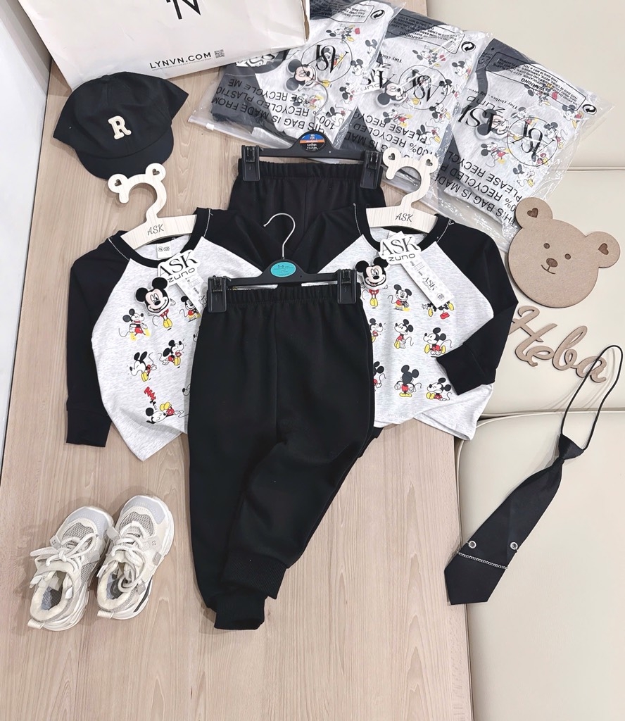BỘ DÀI ÁO COTTON QUẦN CHÂN CUA MICKEY BÉ TRAI (SALE 59k)