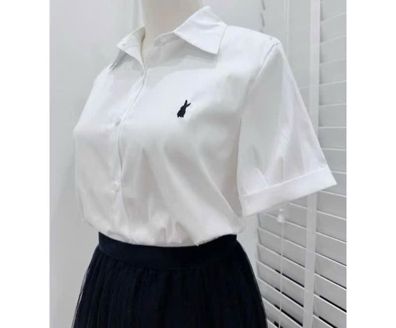 ÁO SƠ MI TRẮNG THÊU THỎ NỮ (XẢ 45k)