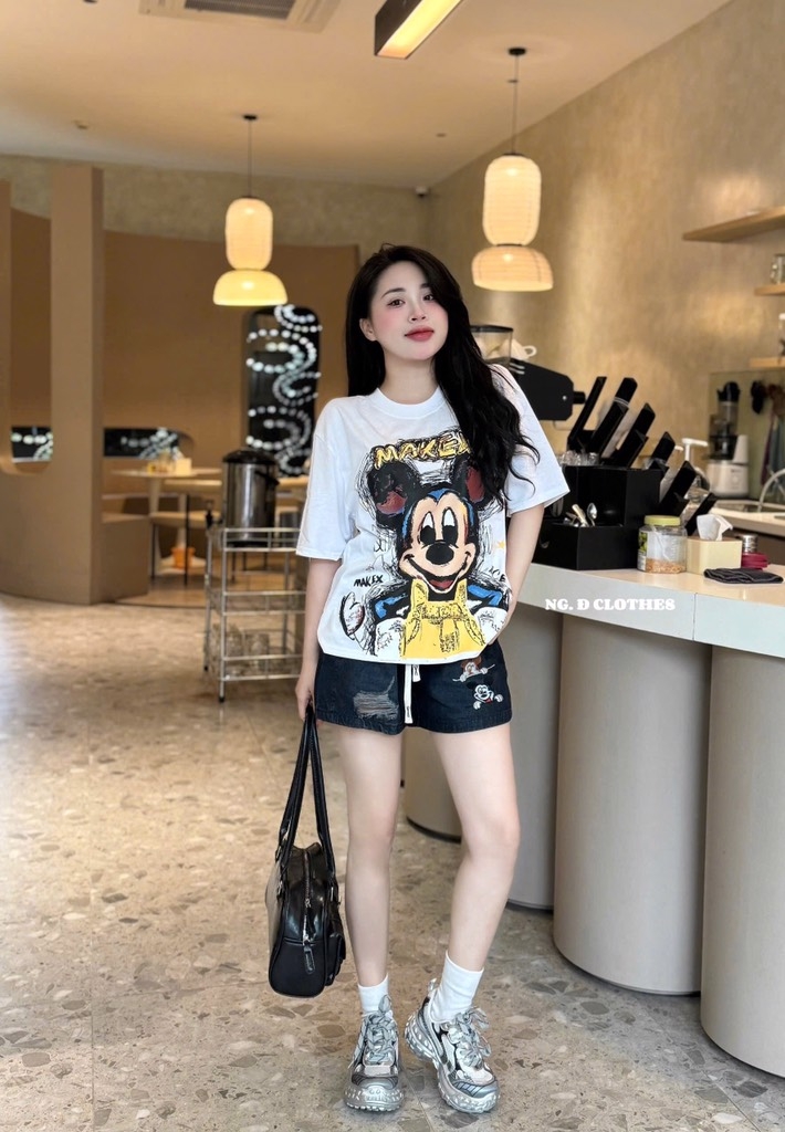 SET ÁO THUN GIẤY MICKEY KÈM QUẦN ĐÙI NỮ