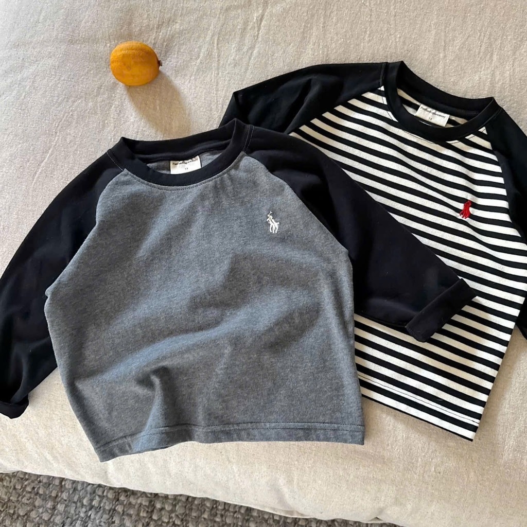 SET 4 ÁO ĐỎ XÁM BE DÀI TAY BÉ TRAI