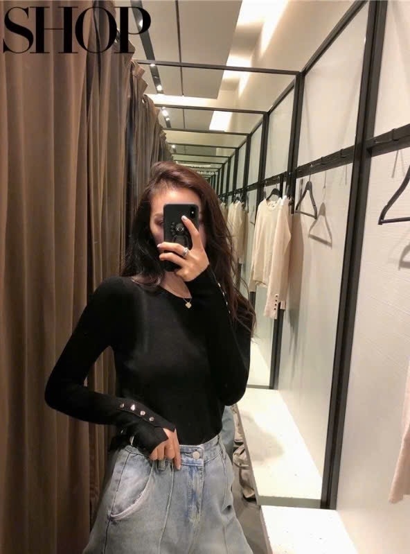 ÁO LEN BASIC KHUY TAY NỮ THU ĐÔNG
