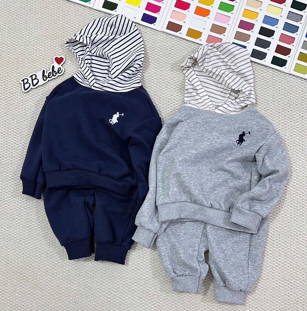 BỘ NỈ 2 DA BÉ TRAI CÓ MŨ
