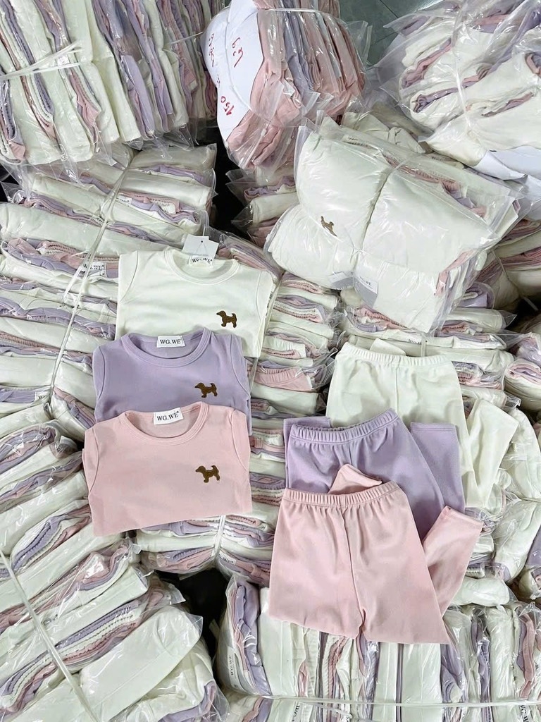 SET 3 BỘ DÀI NỈ LÔNG THÊU CHÓ BÉ GÁI SẴN