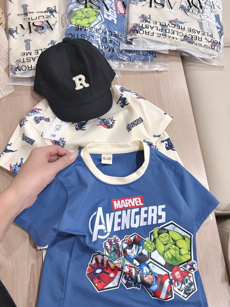 SET 2 BỘ CỘC TAY AVENGERS TONE XANH DƯƠNG BÉ TRAI