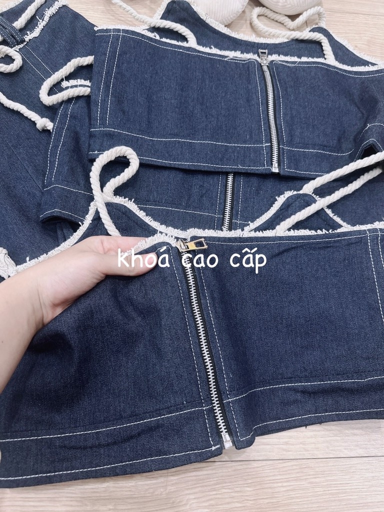 SET JEANS PHỐI DÂY RUA QUẦN LI KÉP SẴN
