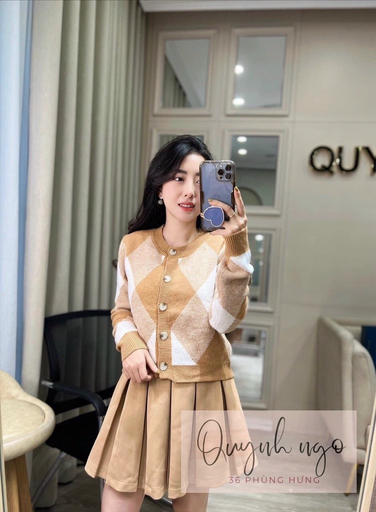 ÁO LEN CARDIGAN TRÁM HỒNG - BE - ĐEN ( XẢ 79k)