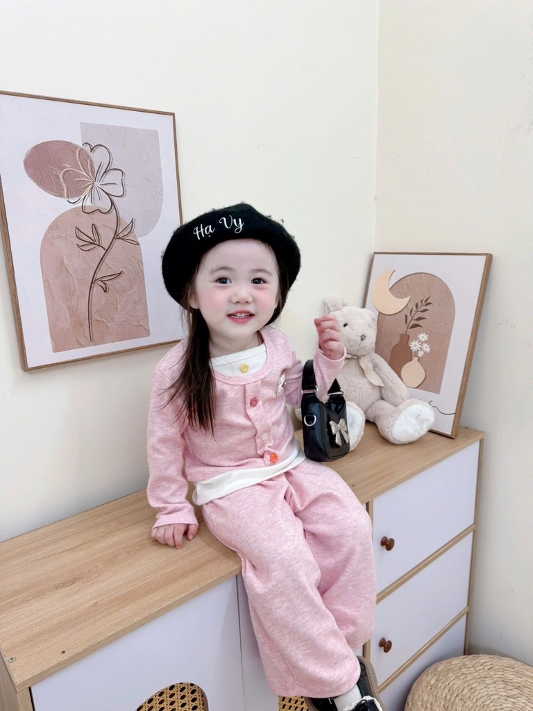SET BỘ DÀI LÔNG THỎ HỒNG XÁM BÉ GÁI (SALE 63K)