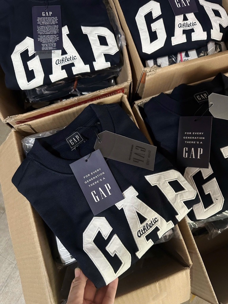 ÁO GAP XUẤT 2 MÀY XANH THAN TRẮNG NỮ SẴN