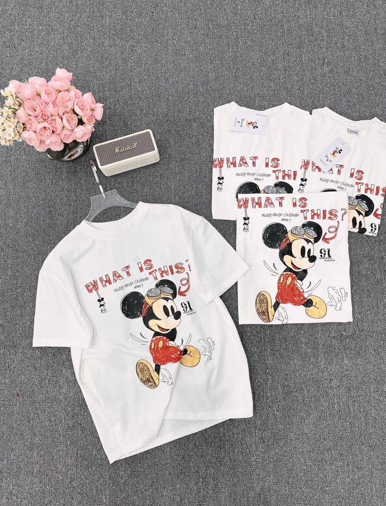 ÁO PHÔNG DISNEY TRẮNG CỘC TAY NỮ SẴN