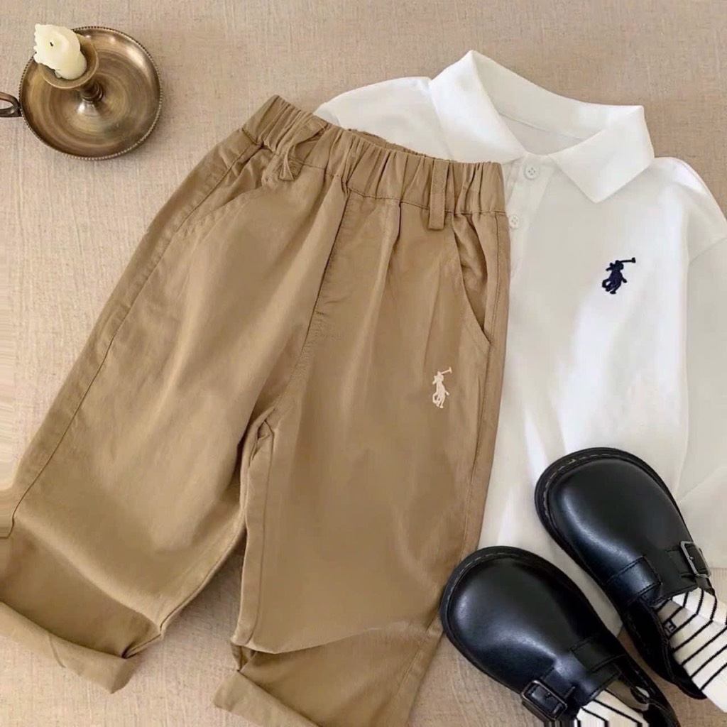 SET 3 QUẦN DÀI KAKI THÊU NGỰA BÉ TRAI