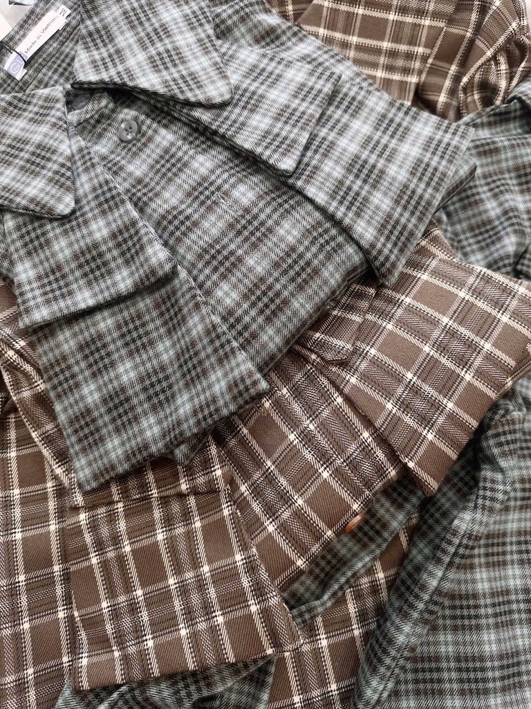 ÁO SƠ MI GU KẺ NƠ 2 LỚP DÀI TAY NỮ SẴN (XẢ 79k)