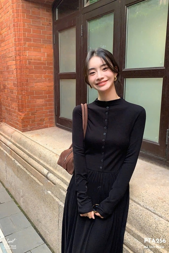 VÁY PHỐI CỔ LIỀN CÚC GIỮA NỮ
