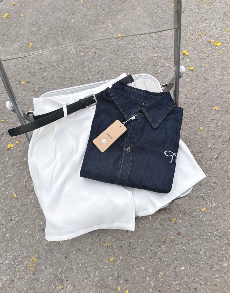 SET ÁO DENIM PHỐI SHORT TRẮNG NỮ (xả 129k)