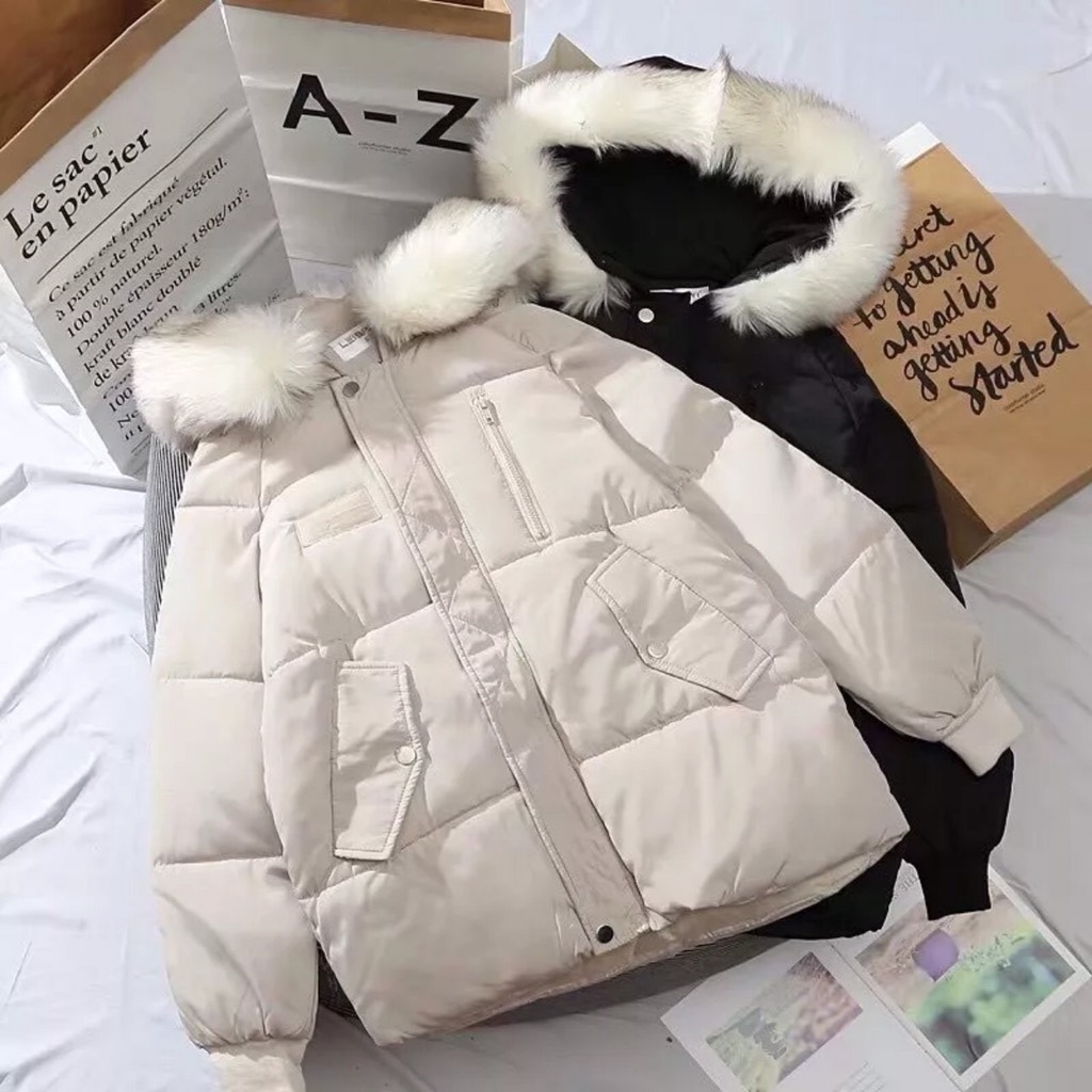 ÁO PHAO BÉO MŨ LÔNG 2 MÀU NỮ( XẢ 179k)