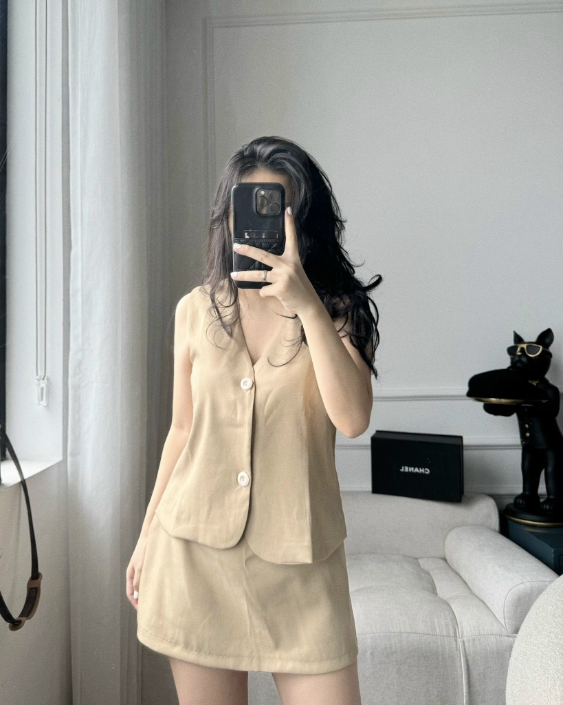SET NỮ ÁO GILE + CHÂN VÁY ZR XUẤT (Sale 99k)